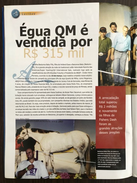 Égua QM é vendida por R$ 315 mil